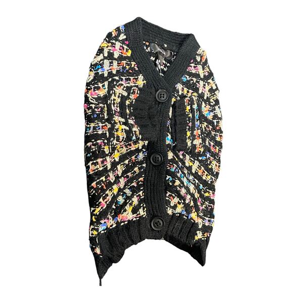 Aqua Pet Dog Cardigan Sweater Button Closure Cozy Winter Black Multicolor Medium - Picture 5 of 9